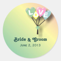 Pastel Love Balloons Wedding Stickers