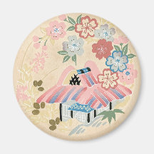 Pastel Oriental Floral Fridge Magnets