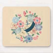 Pastel Oriental Floral Mouse Pads