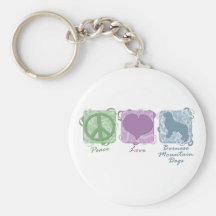 Pastel Peace, Love, and Bernese Mountain Dogs Key Chain