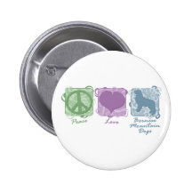 Pastel Peace, Love, and Bernese Mountain Dogs Pin
