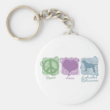 Pastel Peace, Love, and Labrador Retrievers Key Chains