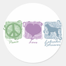 Pastel Peace, Love, and Labrador Retrievers Round Sticker