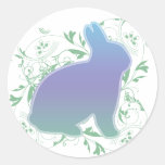Pastel Rainbow Bunny & Swirls Round Sticker