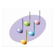 pastel shiny music notes postcard