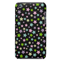 Pastel stars pattern on black barely there iPod case