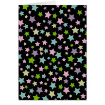Pastel stars pattern on black greeting cards