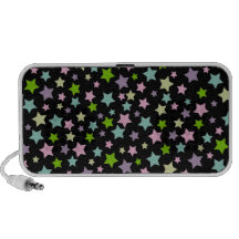 Pastel stars pattern on black speaker system