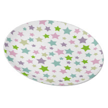 Pastel stars pattern on white party plate