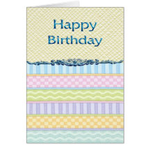 Pastel Stripes Birthday Card