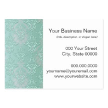 Pastel Teal Blue Green Damask Business Card Templates