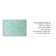 Pastel Teal Blue Green Damask Business Card