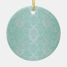 Pastel Teal Blue Green Damask Christmas Tree Ornament
