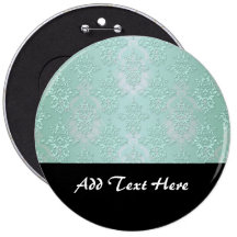 Pastel Teal Blue Green Damask Pinback Buttons