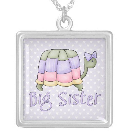 Pastel Turtle Big Sister Personalized Necklace