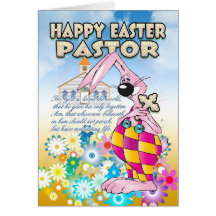 Pastor Easter Card - Easter Bunny Flowers