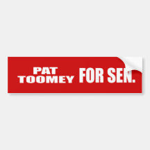 PAT TOOMEY FOR SENATE BUMPER STICKER