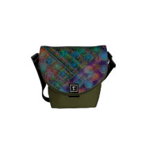 Patchwork Abstract Shoulder Bag, Olive Messenger Bag