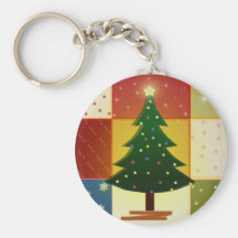 Patchwork Christmas tree Keychains