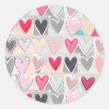 patchwork heart stickers