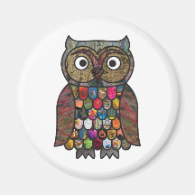 Patchwork Owl Fridge Magnets