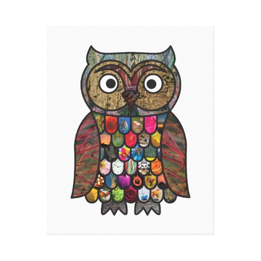 Patchwork Owl Stretched Canvas Prints