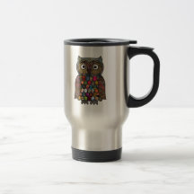 Patchwork Owl Travel Mug