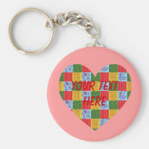 Patchwork Pattern Painting Heart Shaped Keychains