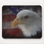 Patriotic American Bald Eagle on Flag Mouse Pads