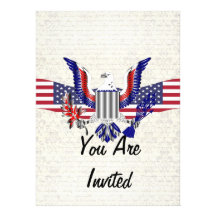 Patriotic American eagle & flag Custom Invitations