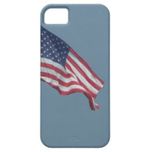 Patriotic American Flag Flying in the Wind Photo
