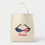 Patriotic American Flag Retro Cat Eye Sunglasses Tote Bags