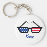 Patriotic American Flag Retro Sunglasses Key Chains