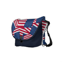 Patriotic American Flags Handbag or Messenger Bag