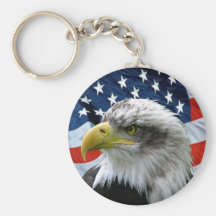 Patriotic Bald Eagle American Flag Keychain