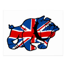 Patriotic British Bulldog Britsh flag Post Cards