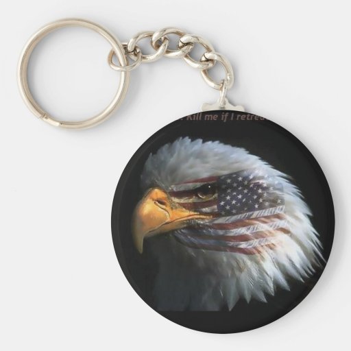 Patriotic Eagle with flag background Keychain