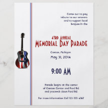 Patriotic Flag Guitar Memorial Day Personalised Flyer