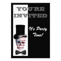 Patriotic Gothic Steampunk skull Invitation