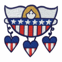 Patriotic hanging hearts USA embroidered shirt