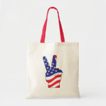 Patriotic Peace Sign USA Tote Bag