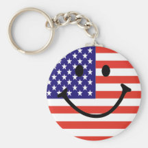 Patriotic Smiley Face Keychains