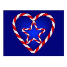 Patriotic Star Heart Postcard