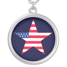 Patriotic US Flag Star Necklace