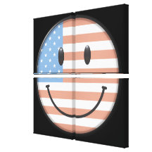 Patriotic USA Flag Smiley Face Wrapped Canvas Canvas Print