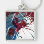Patriotic USA Statue of Liberty Flag Design Keychain