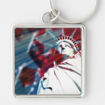 Patriotic USA Statue of Liberty Flag Design Keychain