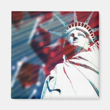 Patriotic USA Statue of Liberty Flag Design Refrigerator Magnet