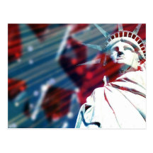 Patriotic USA Statue of Liberty Flag Design Post Card