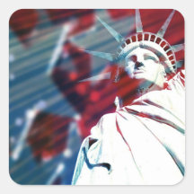 Patriotic USA Statue of Liberty Flag Design Square Sticker